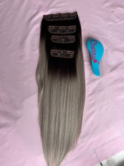 Extensión lacia con clips