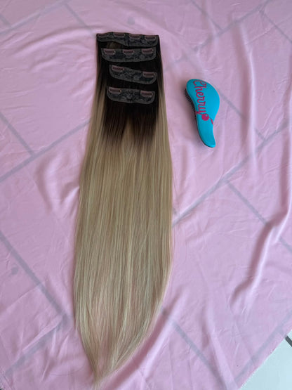 Extensión lacia con clips